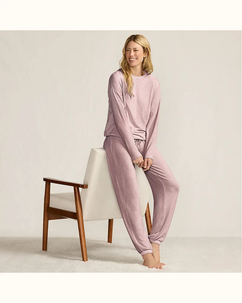 Lands' End Silky Knit Lounge-Set, Damen, Größe regular, Pink, Polyester/Viskose/Polyester-Mischung, by Pink
