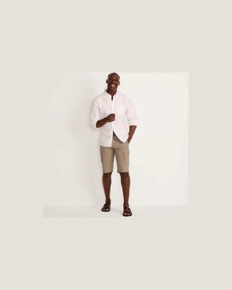 Lands' End Cargo-Shorts mit Gürtel, Herren, Größe regular, Weiß, Baumwoll-Mischung, by Weiß