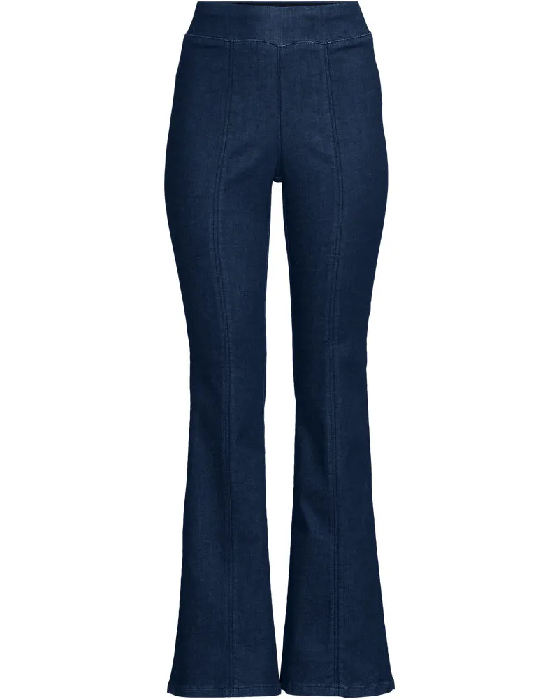 Lands' End Travel-Schlagjeans High Waist, Damen, Größe:34 regular, Blau, Elasthan/Baumwoll-Mischung/Viskose-Mischung, by Blau