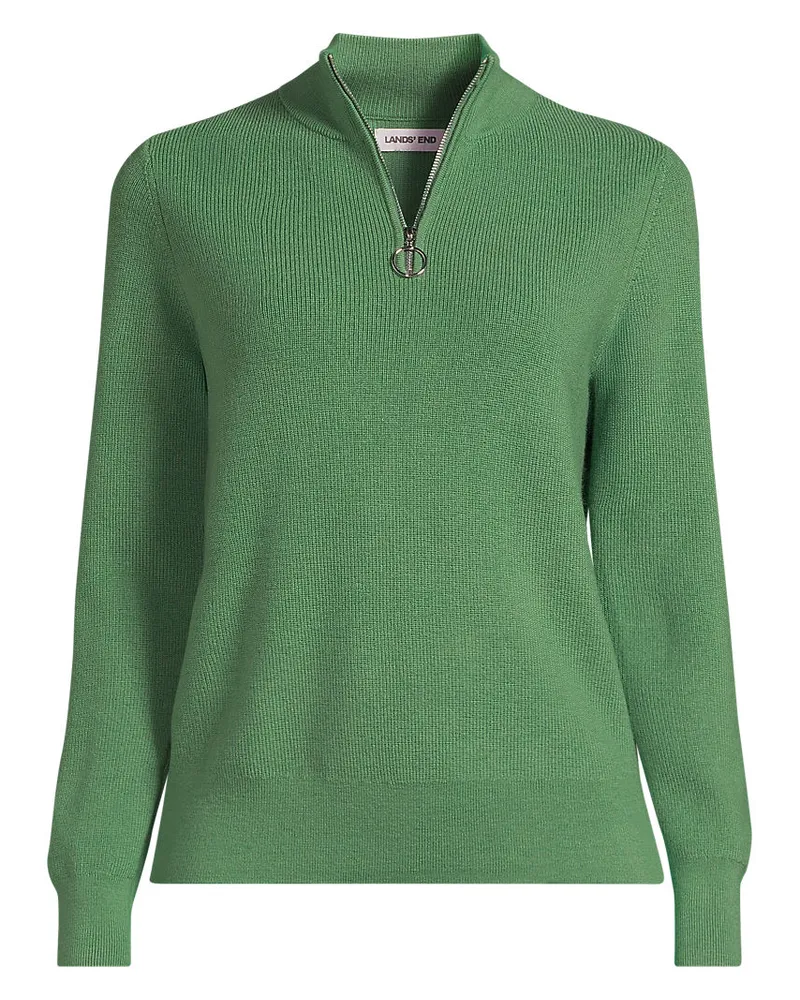Lands' End Merino-Pullover mit ReiÃŸverschluss, Damen, GrÃ¶ÃŸe petite, GrÃ¼n, Wolle, by Grã¼n
