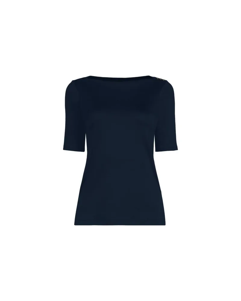 Lands' End Supima-Shirt aus Baumwolle mit U-Boot-Ausschnitt, Damen, Größe plus, Blau, Baumwolle, by Blau