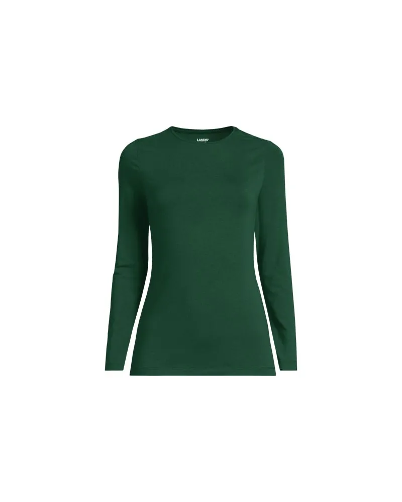 Lands' End Shirt aus Baumwolle/Modal-Mix mit Rundausschnitt, Damen, Größe plus, Grün, Elasthan/Baumwolle Modal, by Grün