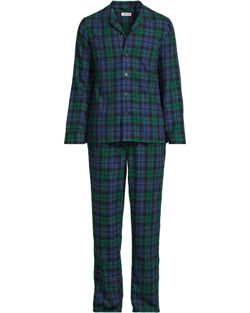 Lands' End Pyjama-Set aus Flanell, Herren, Größe regular, Blau, Baumwolle, by Blau