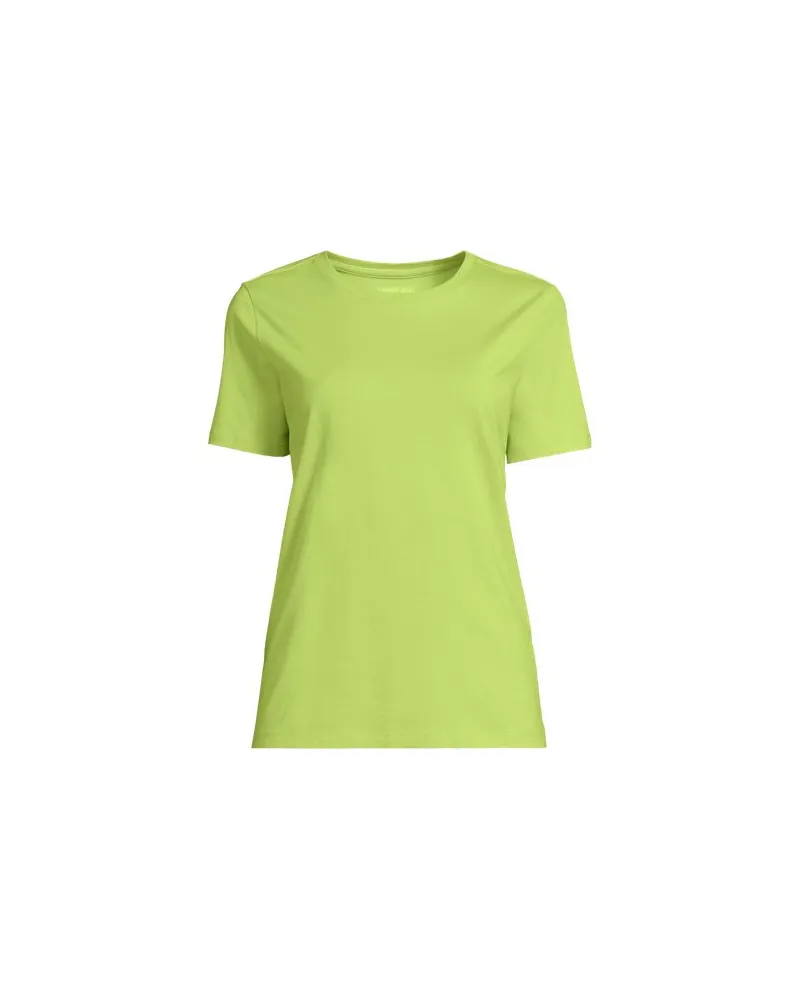 Lands' End Supima Kurzarm-Shirt mit rundem Ausschnitt, Damen, Größe petite, Grün, Baumwolle, by Grün