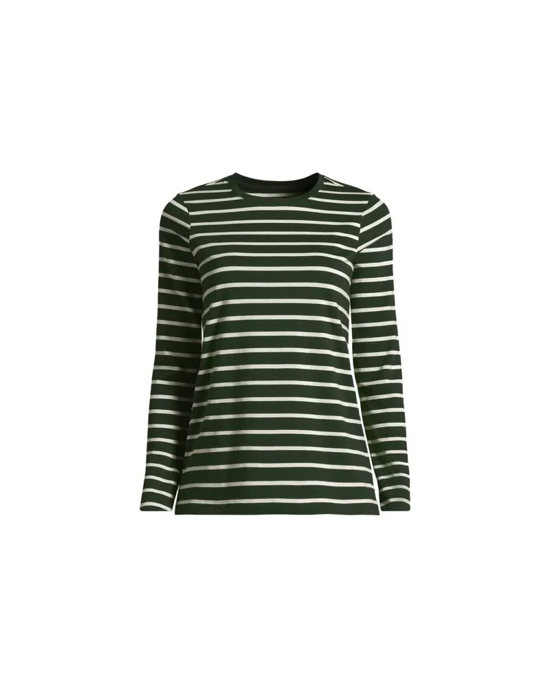 Lands' End Supima-Shirt, Langarm, Damen, Größe:44-46 regular, Grün, Baumwolle, by Grün