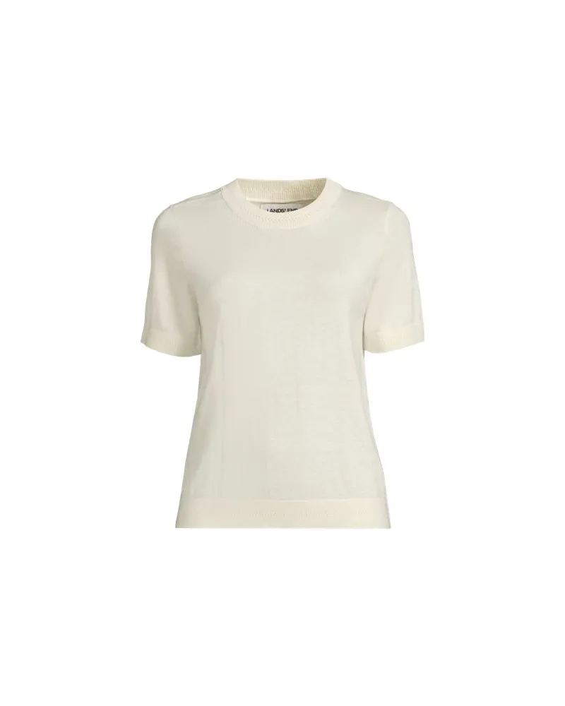 Lands' End Rundhalspullover aus Baumwolle/Seidenmix, Damen, Größe regular, Weiß, Baumwolle/Seide/Nylon, by Weiß