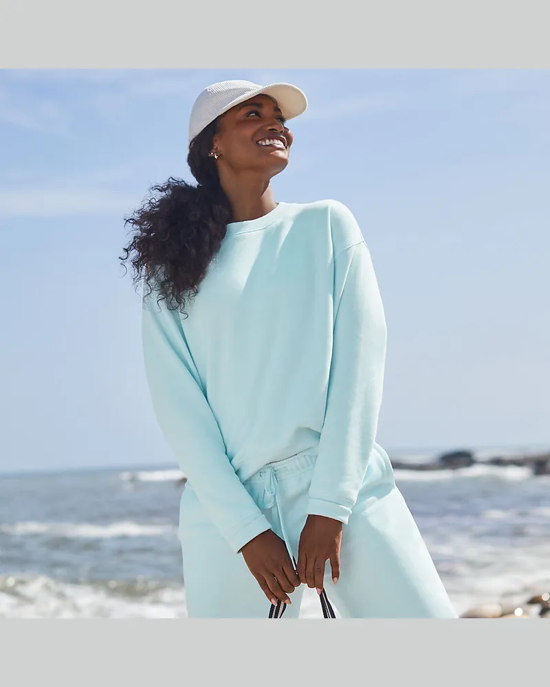 Lands' End Sweatshirt SERIOUS SWEATS, Damen, Größe regular, Blau, Elasthan/Baumwoll-Mischung/Polyester-Mischung, by Blau