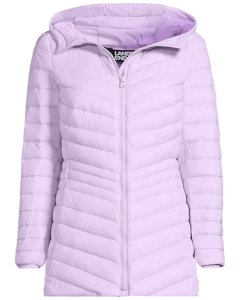 Lands' End Daunenjacke WANDERWEIGHT Verstaubar Ultraleicht mit Kapuze, Damen, Größe regular, Lila, Nylon/Daunen, by Lila