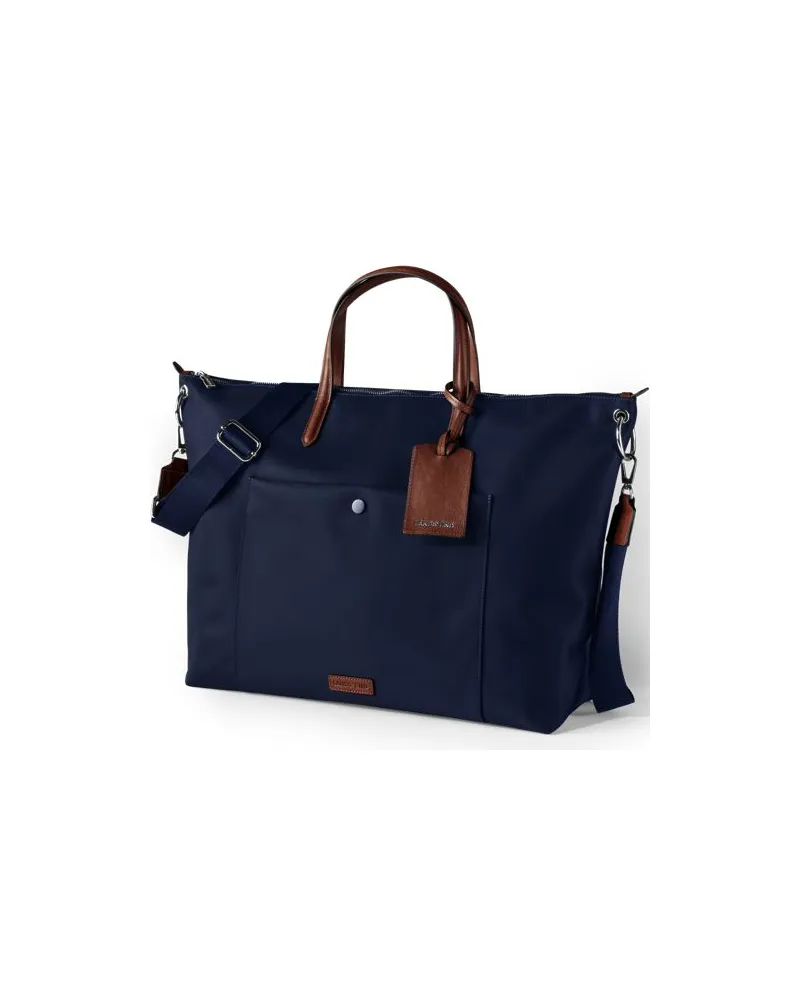 Lands' End Wasserabweisende, verstaubare Reise-Shoppertasche, Damen, Größe:null regular, Blau, Nylon/Leder, by Blau