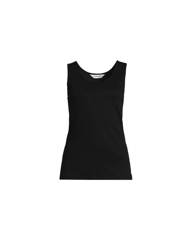 Lands' End Ärmelloses Top aus Baumwolle, Damen, Größe regular, Schwarz, Baumwolle, by Schwarz