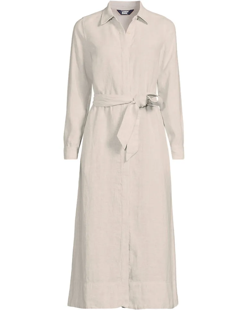 Lands' End Leinen-Midikleid, Damen, Größe plus, Weiß, by Weiß