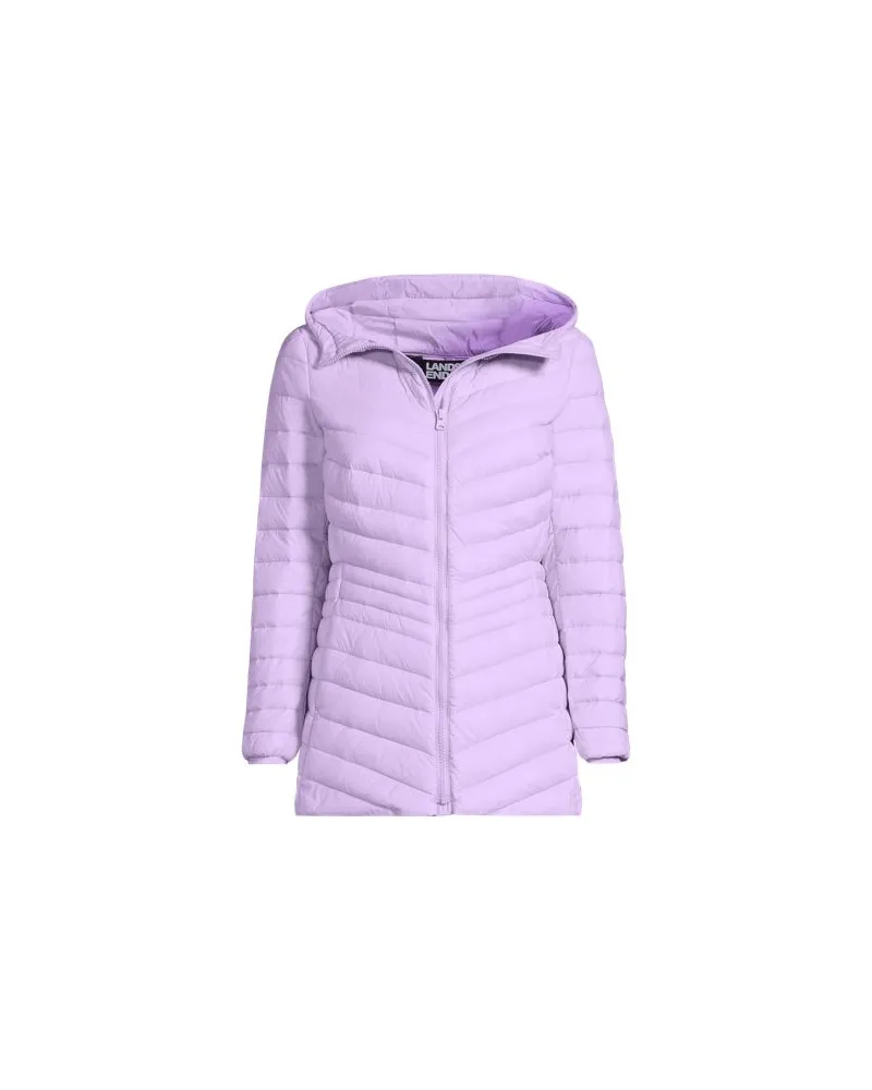 Lands' End Daunenjacke WANDERWEIGHT Verstaubar Ultraleicht mit Kapuze, Damen, Größe plus, Lila, Nylon/Daunen, by Lila