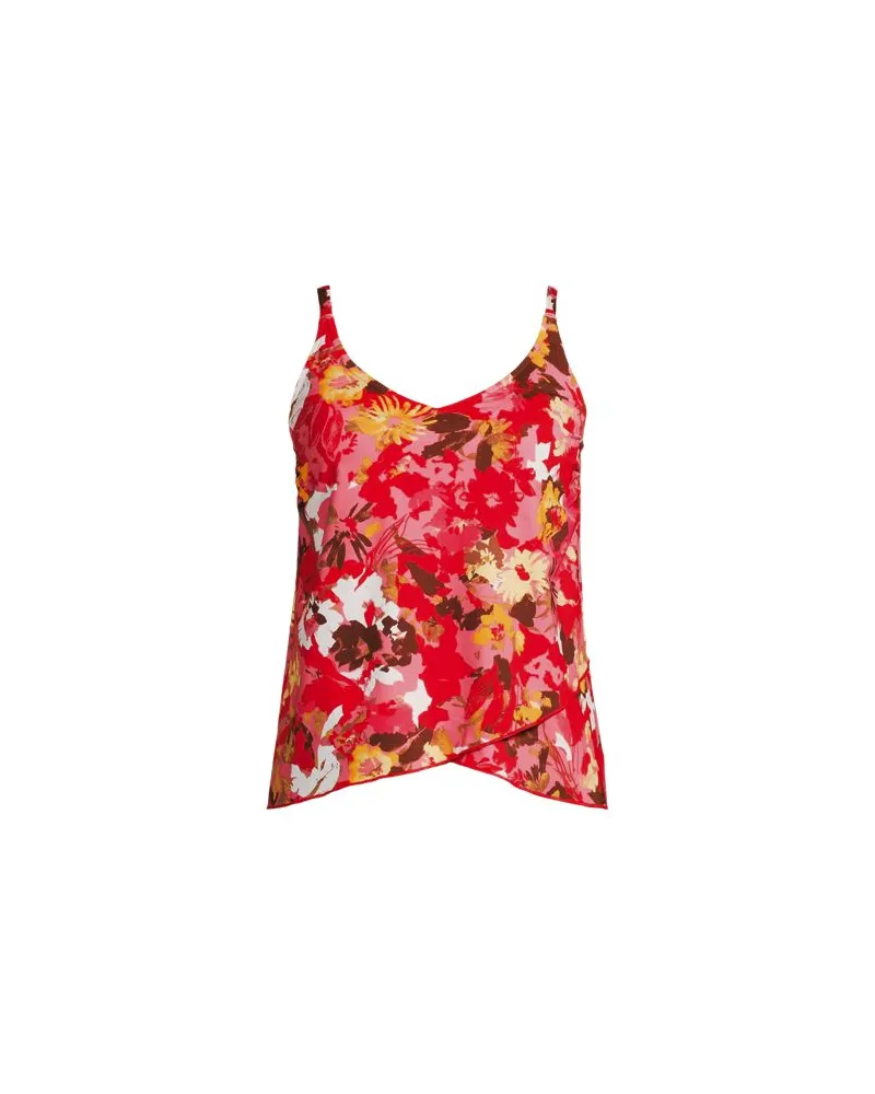 Lands' End Tankinitop mit Tulpensaum chlorresistent, Damen, Größe plus, Rot, Nylon-Mischung, by Rot