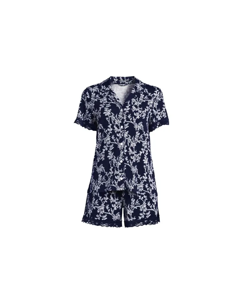 Lands' End Pyjama-Set mit Shorts und Cooling-Finish, Damen, Größe plus, Blau, by Blau