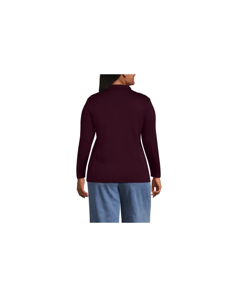 Lands' End Supima-Poloshirt mit langen Ärmeln, Damen, Größe plus, Rot, Baumwolle, by Rot