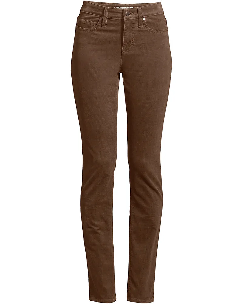 Lands' End Straight Fit Cordhose Mid Waist, Damen, Größe plus, Braun, Baumwoll-Mischung, by Braun