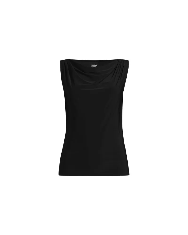 Lands' End Silk Knit Ärmelloses Top, Damen, Größe regular, Schwarz, Polyester-Mischung, by Schwarz