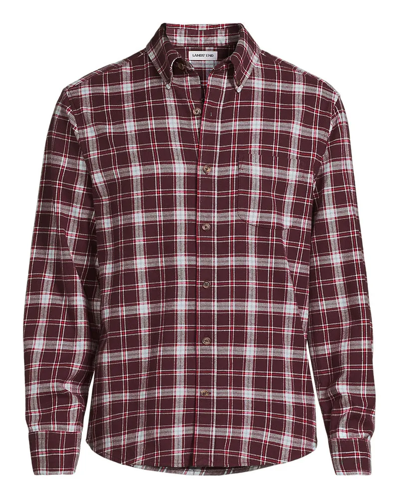 Lands' End Flanellhemd Flagship Classic Fit, Herren, Größe regular, Rot, Baumwolle, by Rot