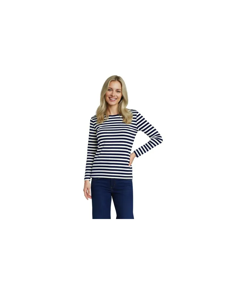 Lands' End Supima-Shirt, Langarm, Damen, Größe:44-46 petite, Blau, Baumwolle, by Blau