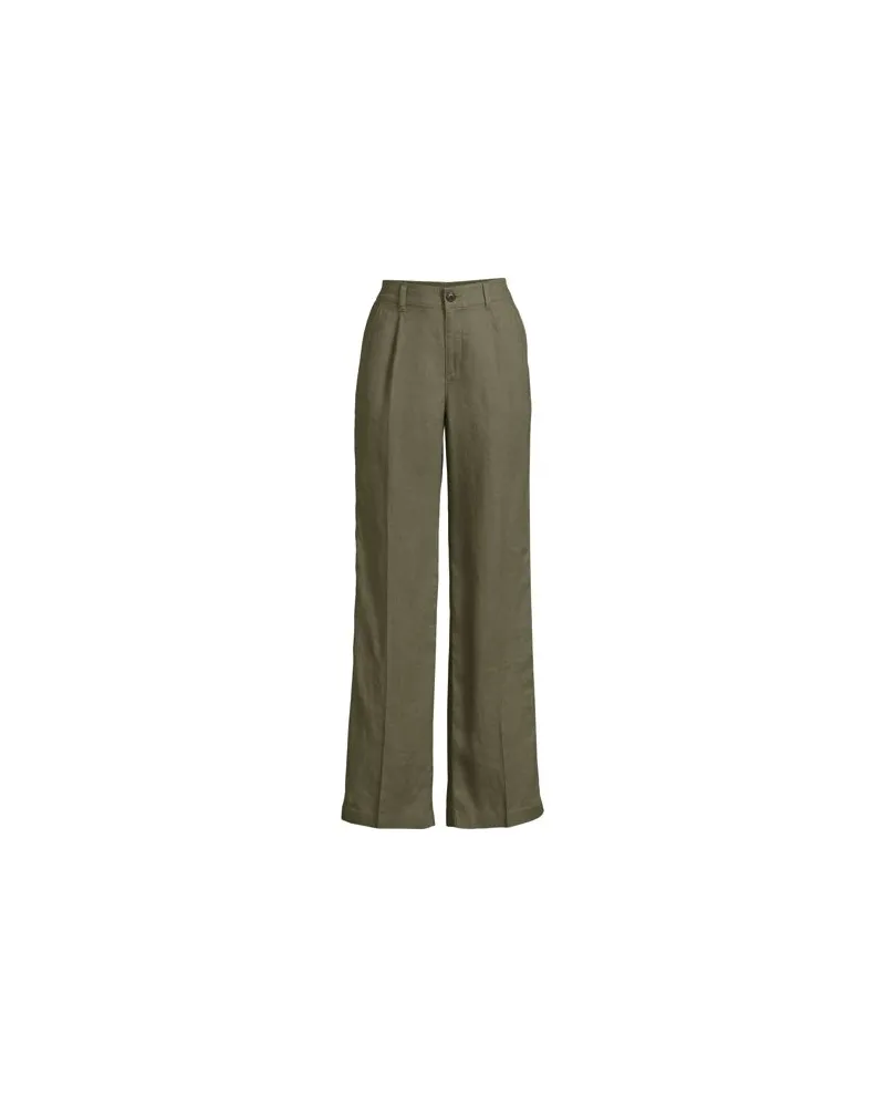Lands' End Leinenhose High Waist mit weitem Bein, Damen, Größe petite, Grün, Leinen, by Grün