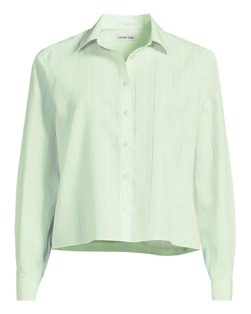 Lands' End Kurze, bügelfreie Hemdbluse, Damen, Größe regular, Grün, Baumwolle, by Grün