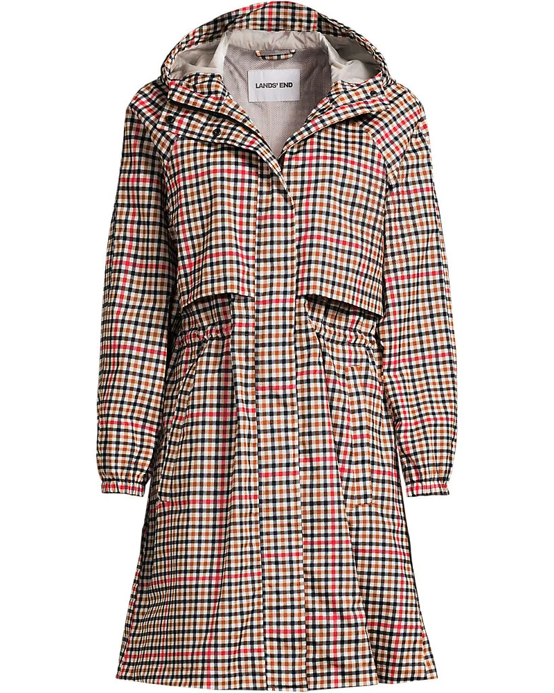 Lands' End Verstaubarer wasserdichter Squall Kapuzen-Regenmantel Gemustert, Damen, Größe plus, Orange, Polyester, by Orange