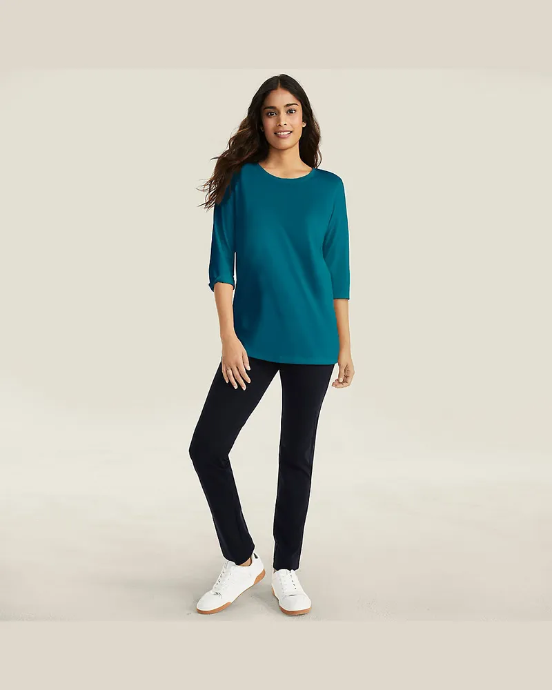 Lands' End Slim Fit Starfish Jersey-Freizeithose, Damen, Größe petite, Schwarz, Elasthan/Baumwoll-Mischung, by Schwarz