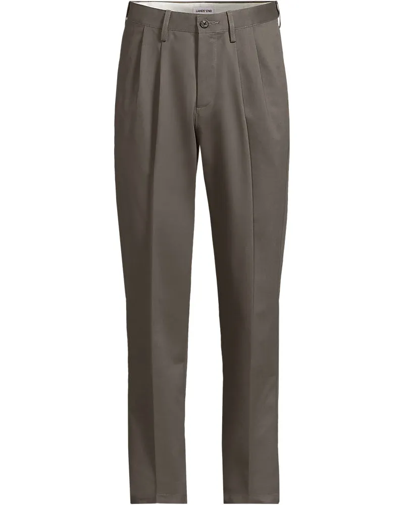 Lands' End Bügelleichte Chinohose mit Bundfalten, Komfortbund, Classic Fit, Herren, Größe regular, Braun, by Braun