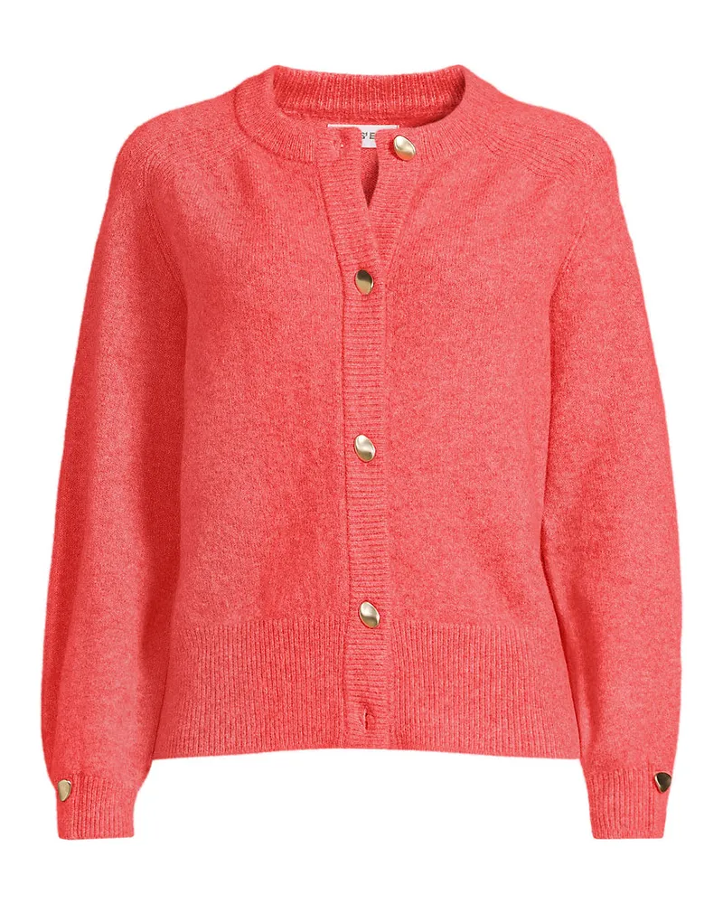 Lands' End Wool Touch Cardigan mit Rundausschnitt, Damen, Größe regular, Pink, Wolle/Polyester/Nylon, by Pink