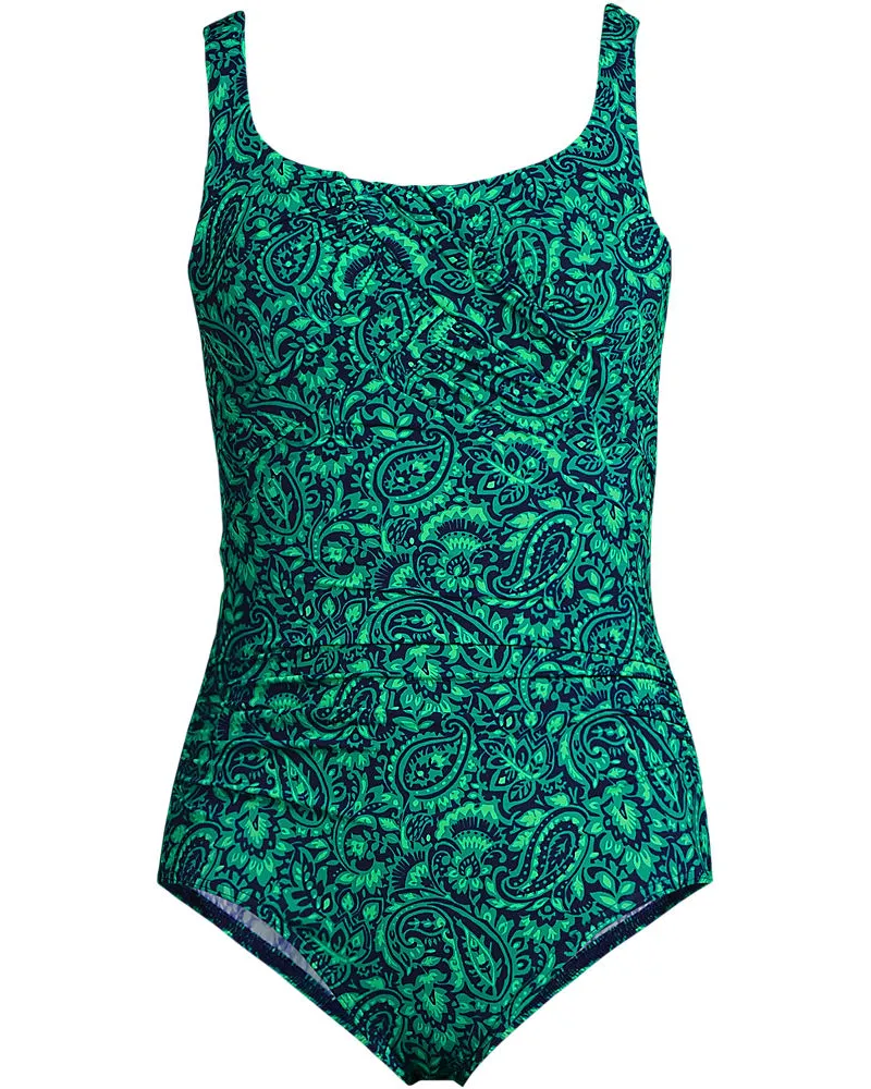 Lands' End Shape-Badeanzug mit Bügel Gemustert SLENDER in Lang-Größe, Damen, Größe regular, Rot, Nylon-Mischung, by Rot