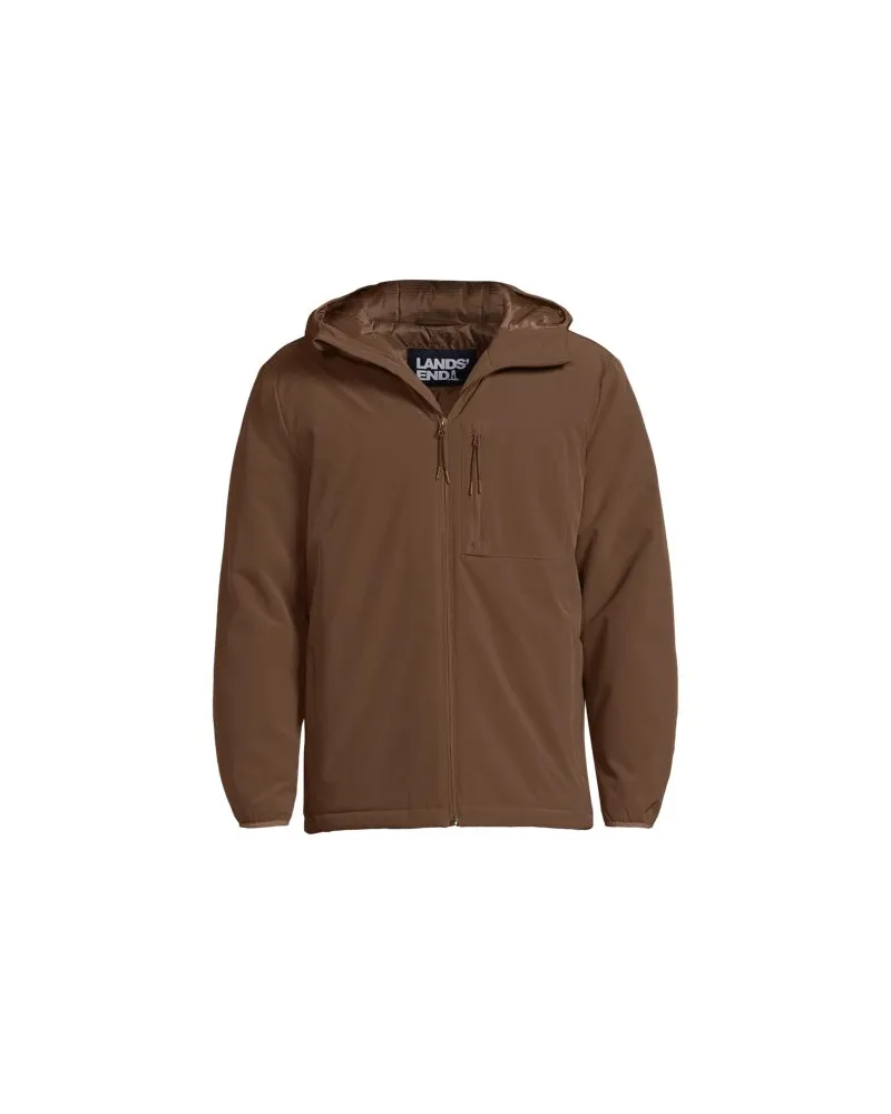 Lands' End Isolierte Kapuzenjacke, Herren, Größe regular, Braun, Elasthan/Polyester-Mischung, by Braun