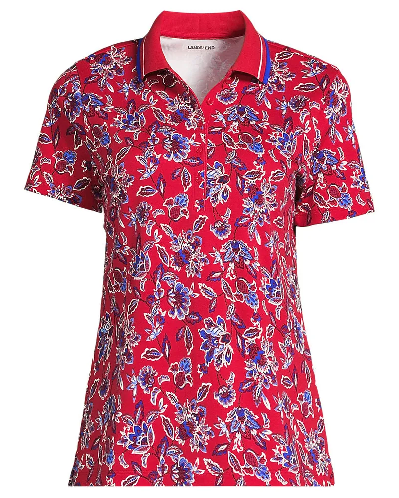 Lands' End Supima-Poloshirt, Damen, Größe regular, Rot, Baumwolle, by Rot