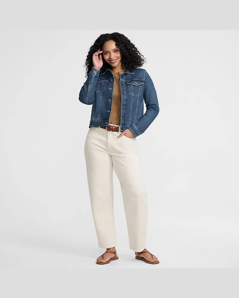 Lands' End Jeansjacke, Damen, Größe regular, Blau, Baumwolle/Elasthan/Polyester, by Blau