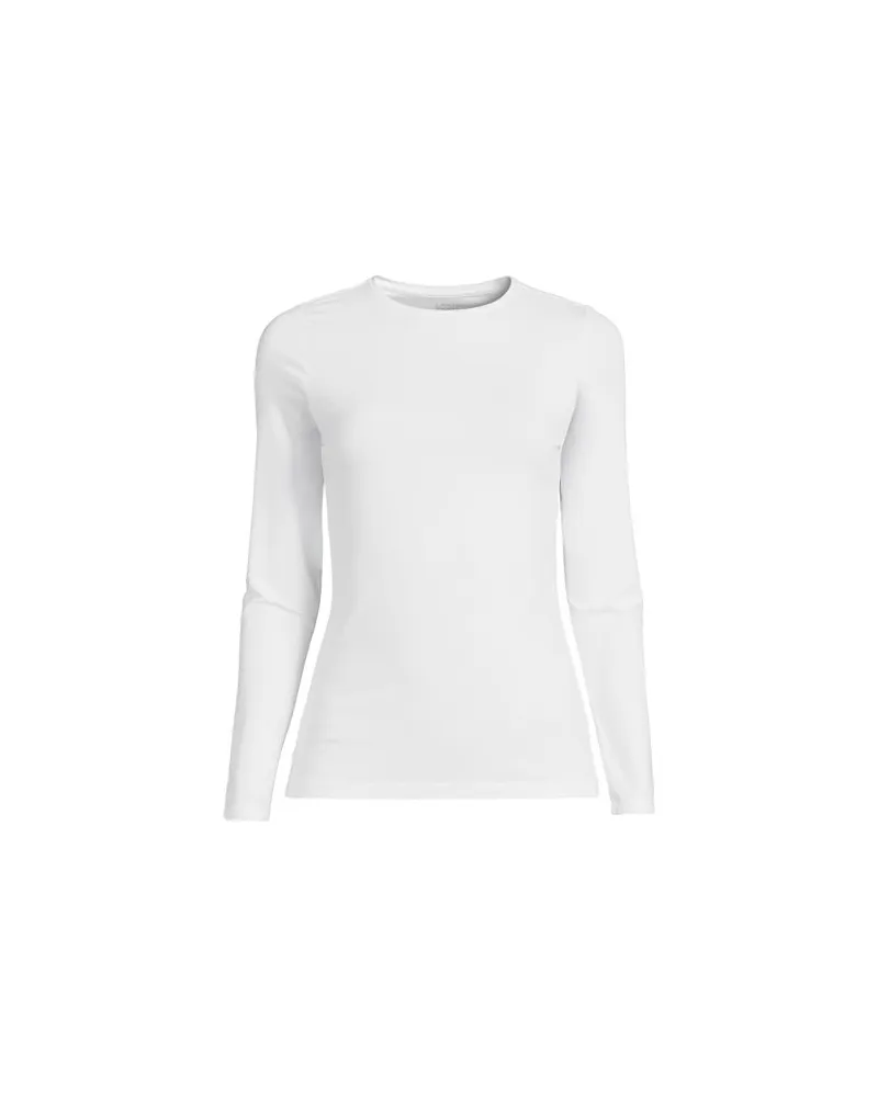Lands' End Shirt aus Baumwolle/Modal-Mix mit Rundausschnitt, Damen, Größe:44-46 regular, Weiß, Elasthan/Baumwolle Modal, by Weiß