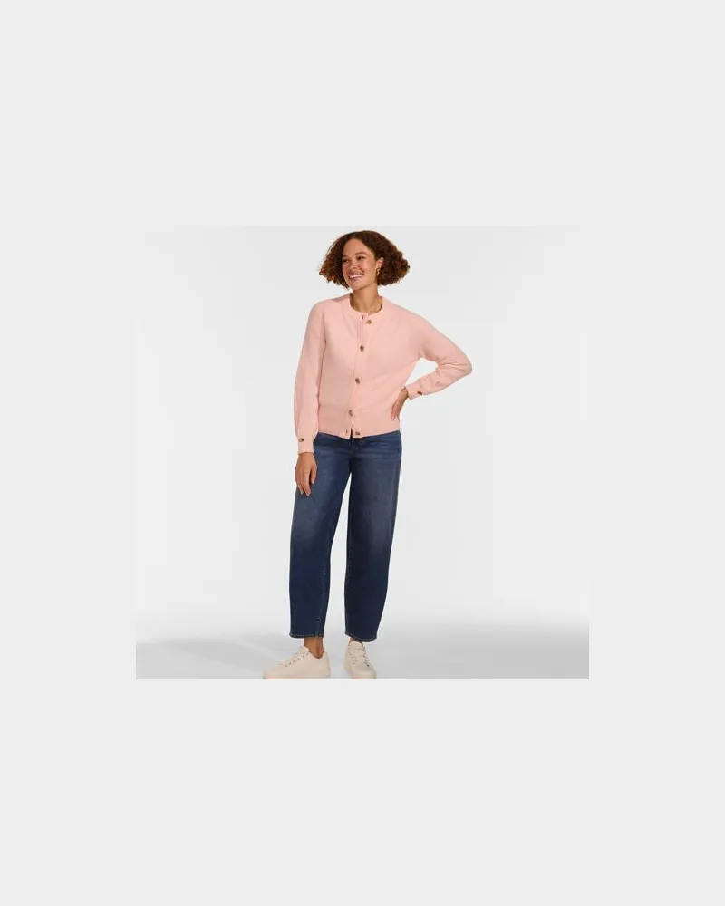 Lands' End Wool Touch Cardigan mit Rundausschnitt, Damen, Größe:32-34 petite, Pink, by Pink