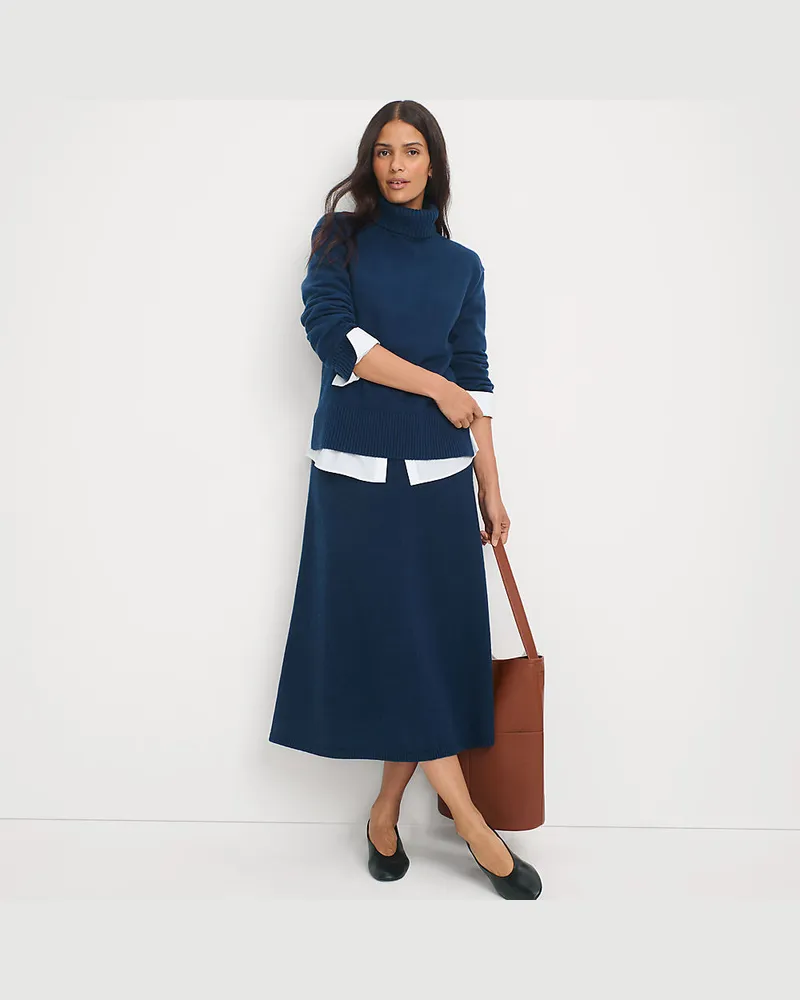 Lands' End Softer Pullover mit Rollkragen, Damen, Größe regular, Blau, Polyacryl/Baumwoll-Mischung/Woll-Mischung, by Blau