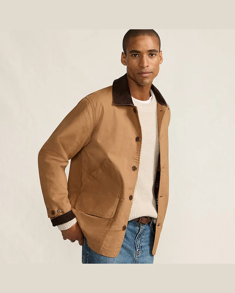 Lands' End Barn-Jacke aus Canvas, Herren, Größe regular, Beige, Elasthan/Baumwoll-Mischung, by Beige