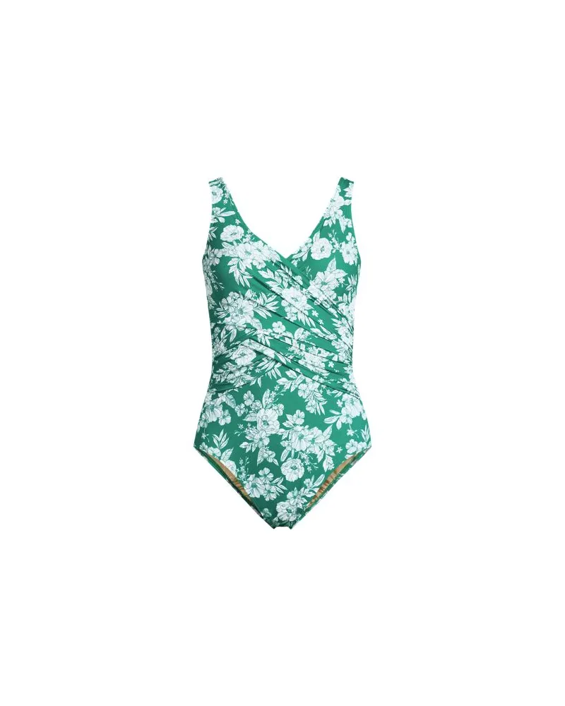 Lands' End Shape-Badeanzug mit Soft Cups Gemustert SLENDER, Damen, Größe plus, Grün, Nylon-Mischung, by Grün