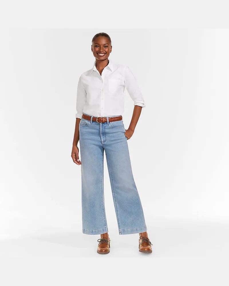 Lands' End Recover Culotte-Jeans High Waist, Damen, Größe regular, Blau, Baumwolle/Elasthan, by Blau