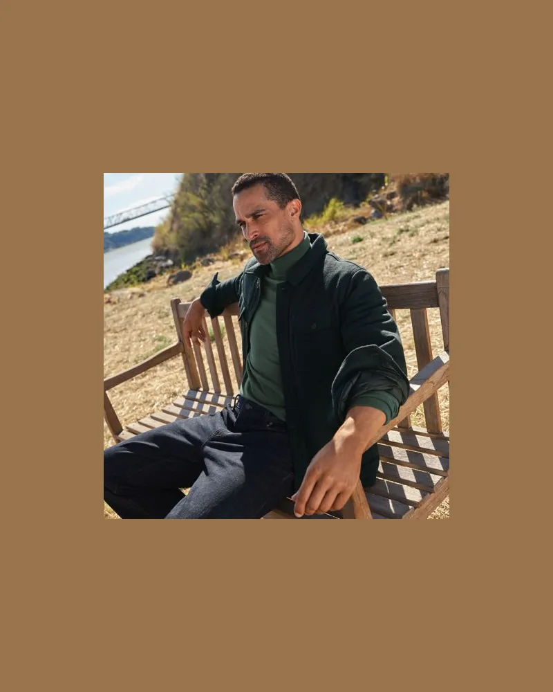 Lands' End Gefütterte Hemdjacke aus Wollmix, Herren, Größe:44-46 regular, Grün, Woll-Mischung/Polyester-Mischung, by Grün