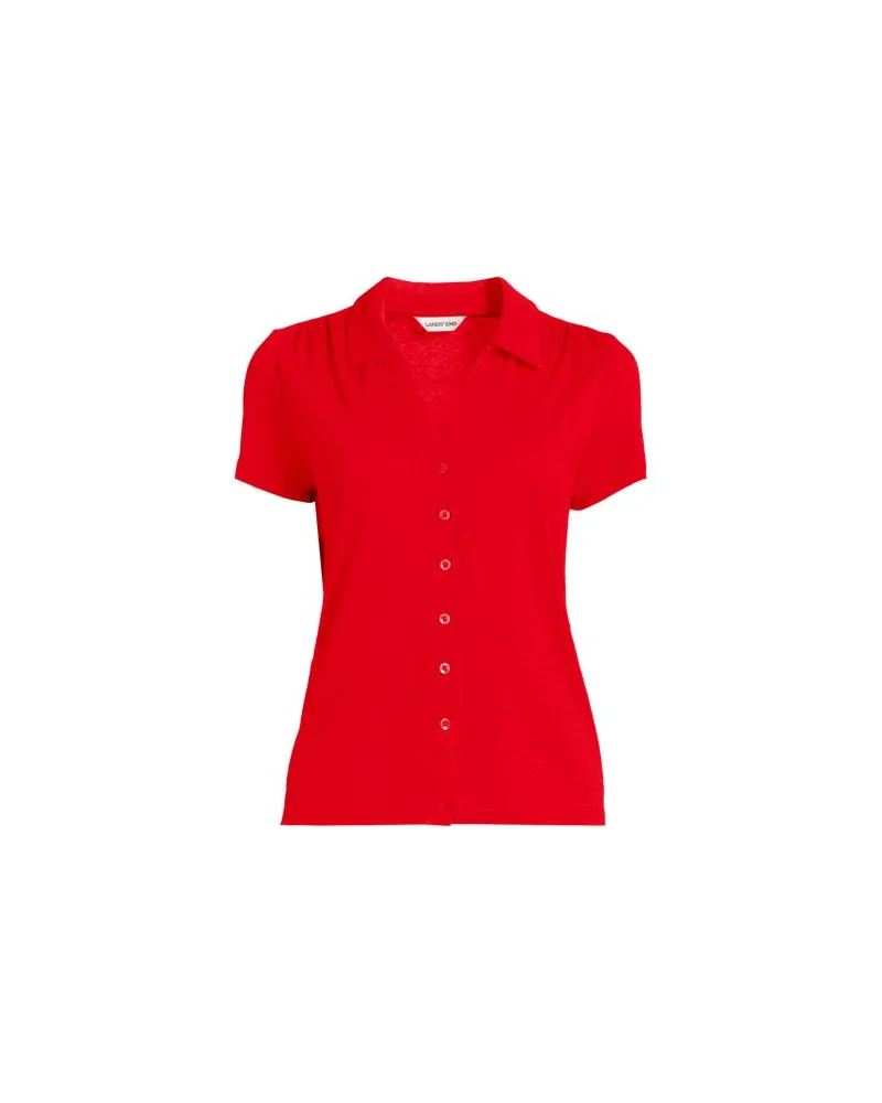 Lands' End Polobluse aus Leinenmix, Damen, Größe:44-46 petite, Rot, Leinen/Baumwolle Modal, by Rot
