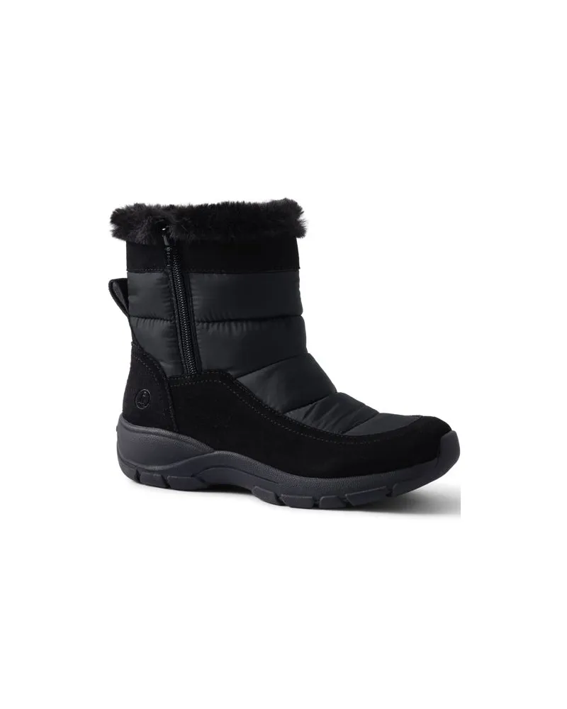 Lands' End Halbhohe, isolierte Schneestiefel, Damen, Größe regular, Schwarz, Polyester/Nylon/Gummi, by Schwarz