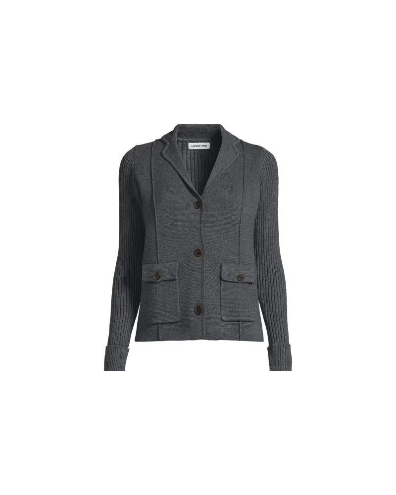 Lands' End Baumwoll-Blazer DRIFTER, Damen, Größe plus, Grau, Baumwolle, by Grau