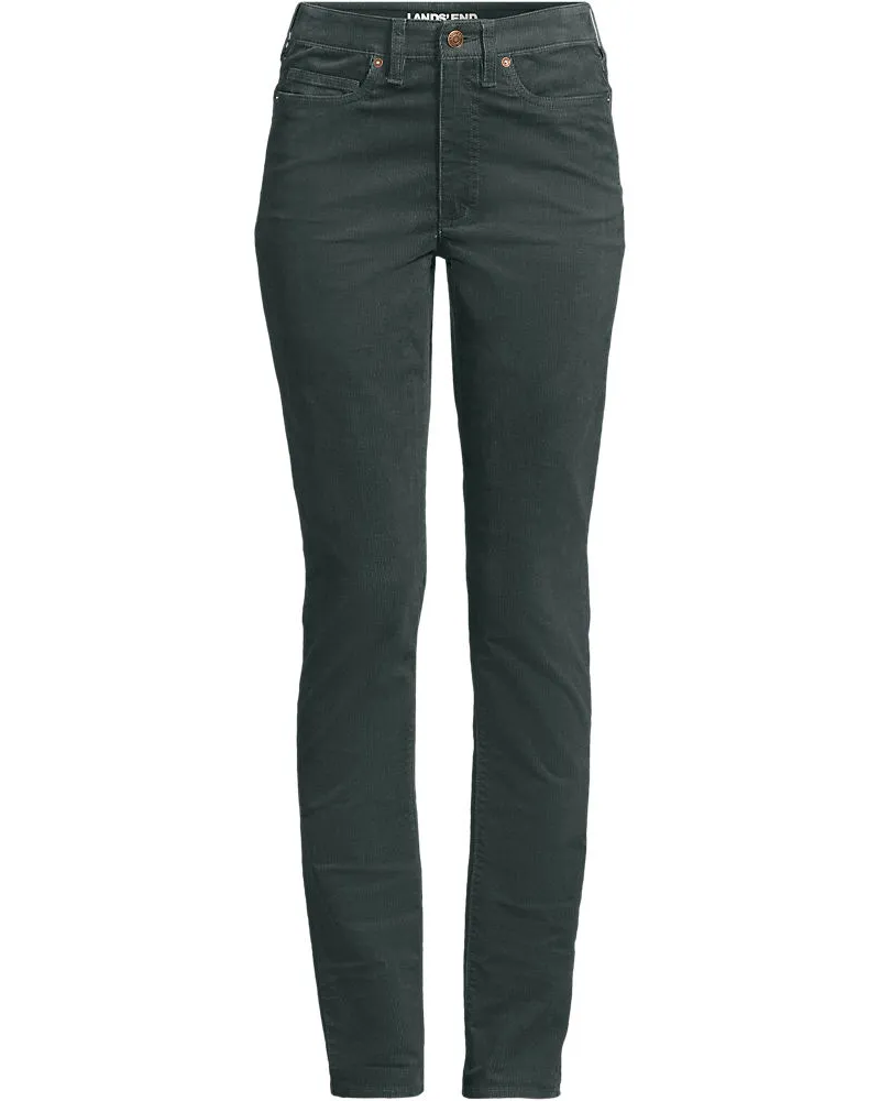 Lands' End Straight Fit Cordhose Mid Waist, Damen, Größe petite, Grün, Baumwoll-Mischung, by Grün