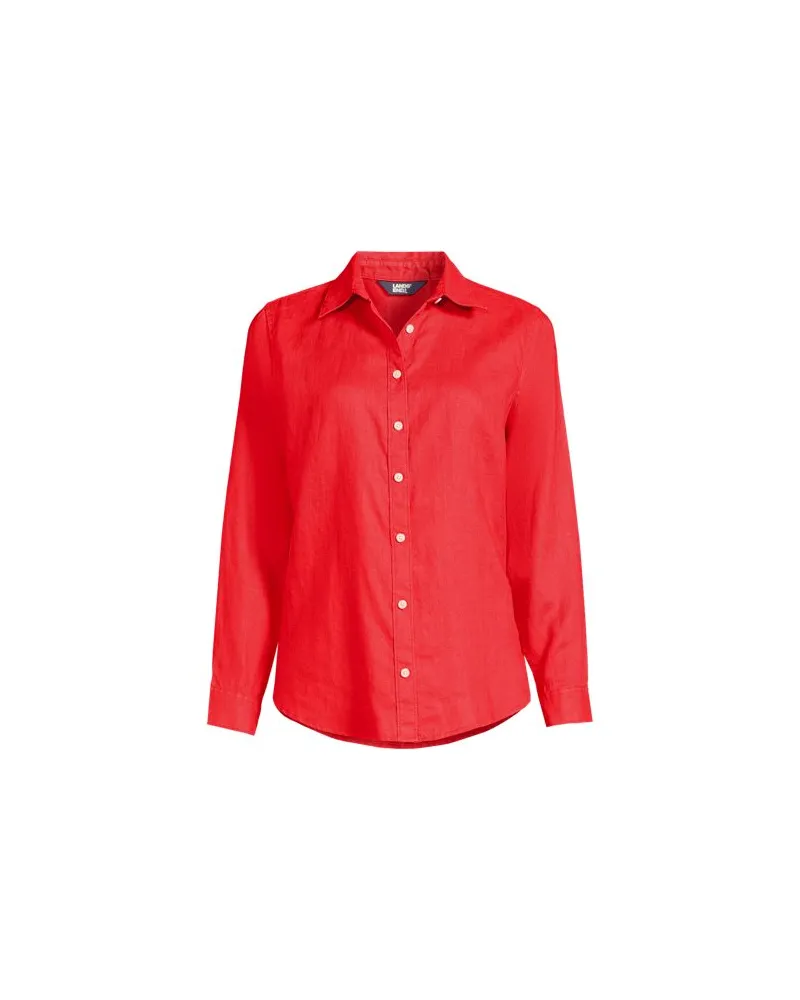 Lands' End Langarm-Hemdbluse aus Leinen, Damen, Größe regular, Orange, Leinen, by Orange