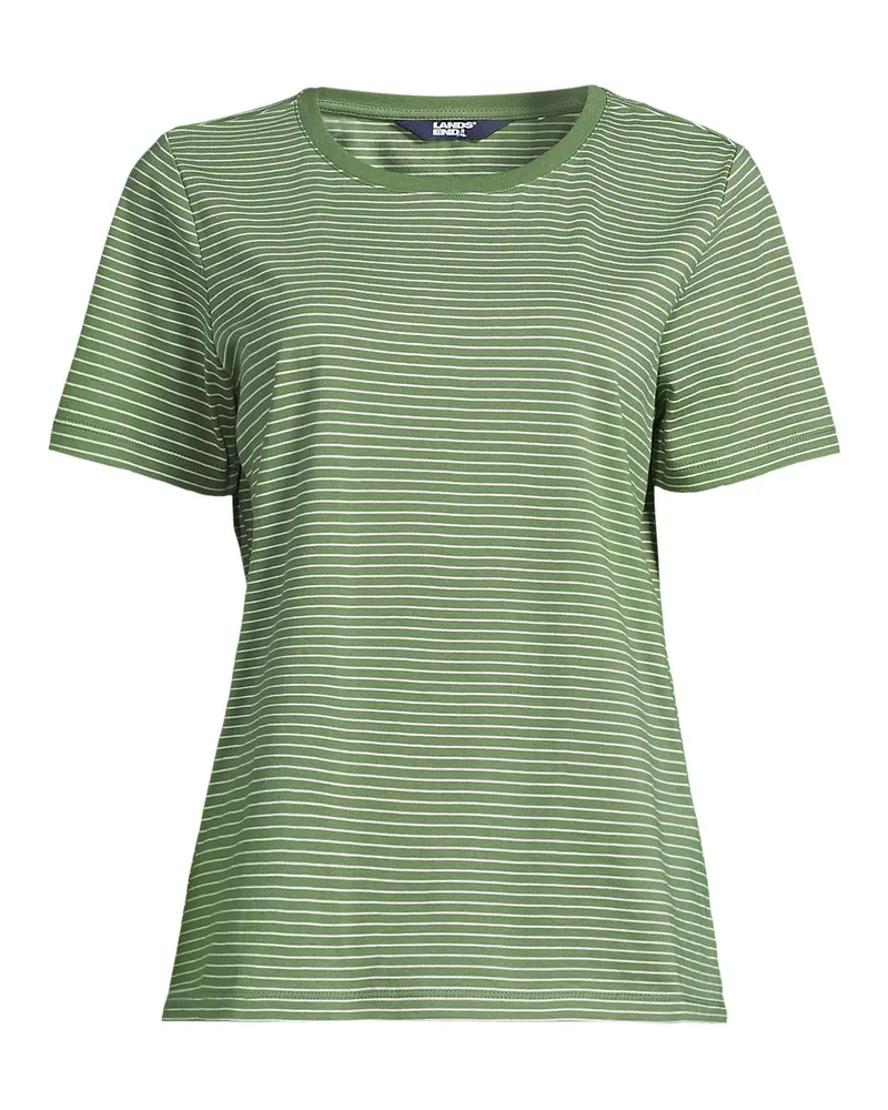 Lands' End Supima T-Shirt mit Rundhalsausschnitt, Damen, GrÃ¶ÃŸe regular, GrÃ¼n, Baumwolle, by Grã¼n