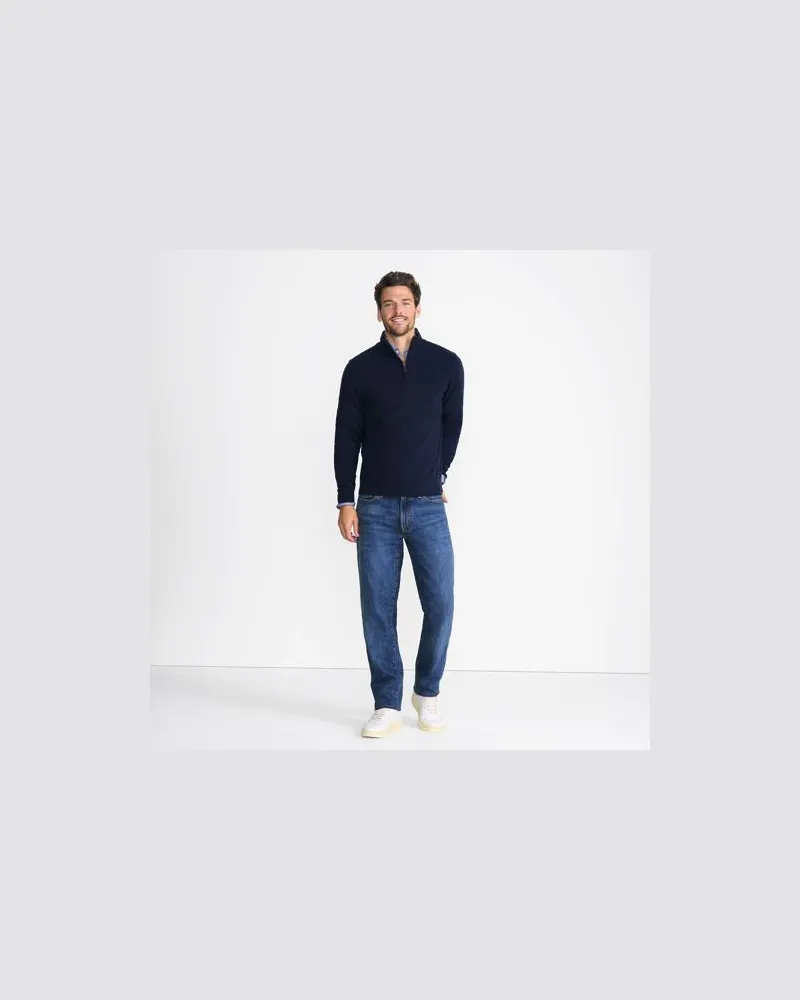 Lands' End Kaschmir-Pullover in Troyerform, Herren, Größe:44-46 regular, Blau, Kaschmir, by Blau