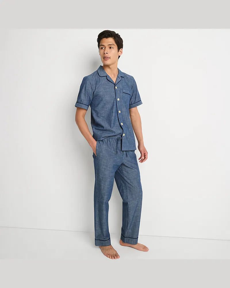Lands' End Essenzielle Pyjama-Hose aus Baumwolle, Herren, Größe regular, Blau, Baumwolle, by Blau