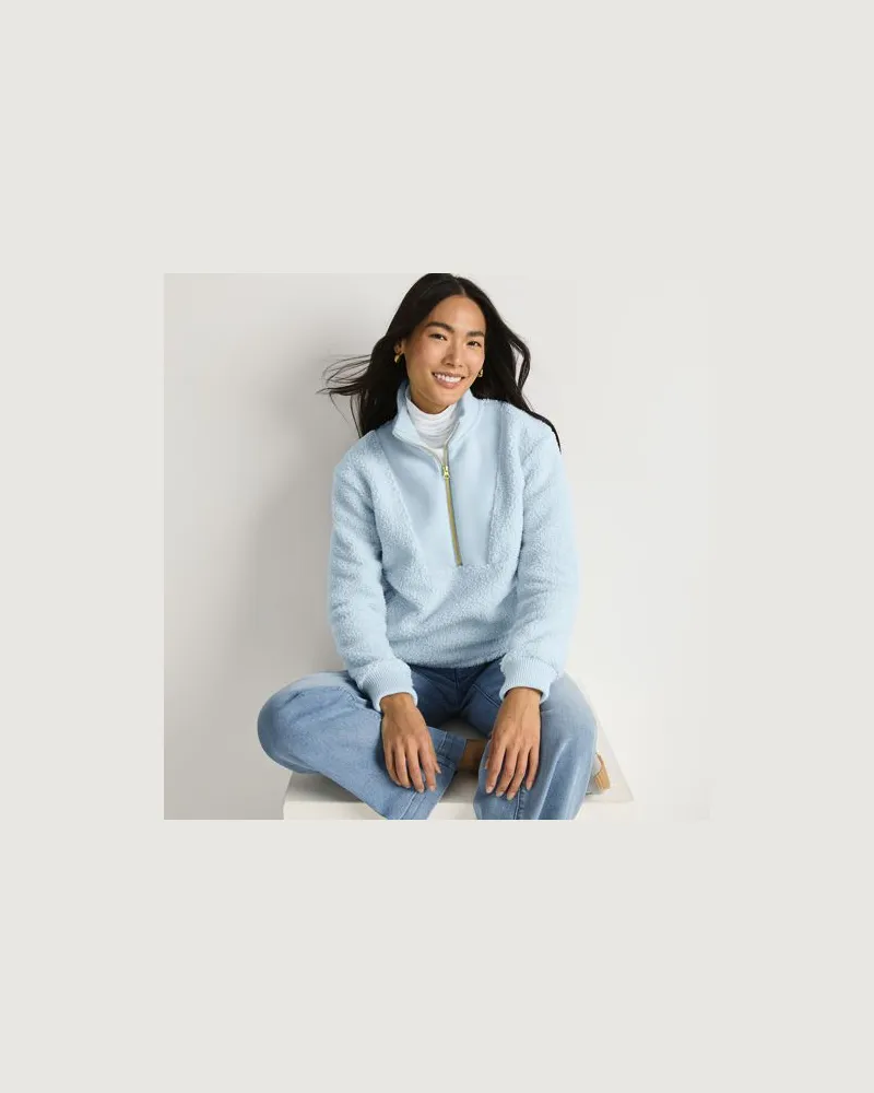 Lands' End Teddy-Pullover mit Reißverschluss, Damen, Größe:32-34 regular, Blau, Polyester, by Blau