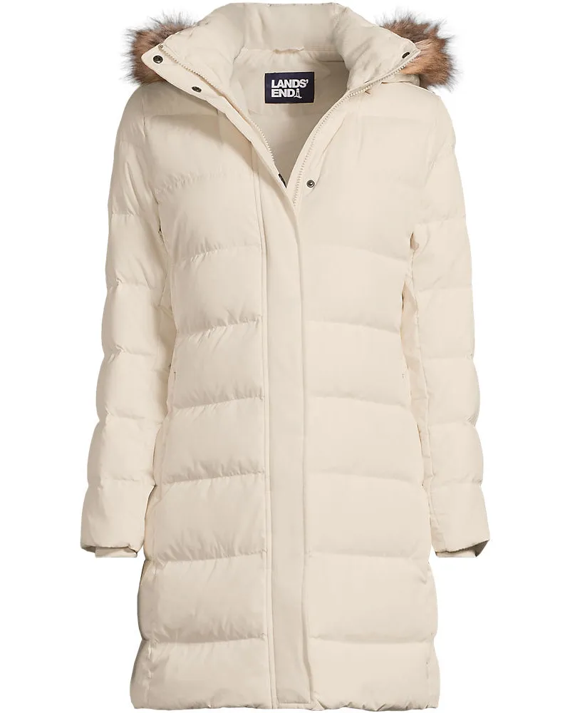 Lands' End Daunenmantel mit Kapuze, Damen, Größe plus, Weiß, Polyester, by Weiß